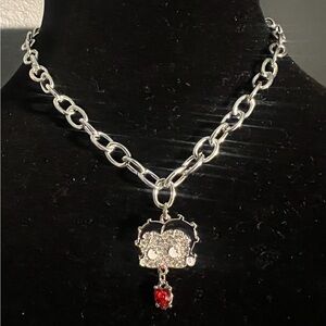Sterling Silver Betty Boop Rhinestone Necklace